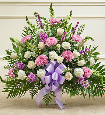 Tribute Lavender &amp;amp; White Floor Basket Arrangement