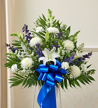 Heartfelt Sympathies Blue &amp;amp; White Standing Basket